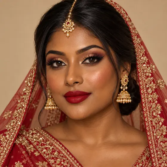 Bridal look on tan, warm skin