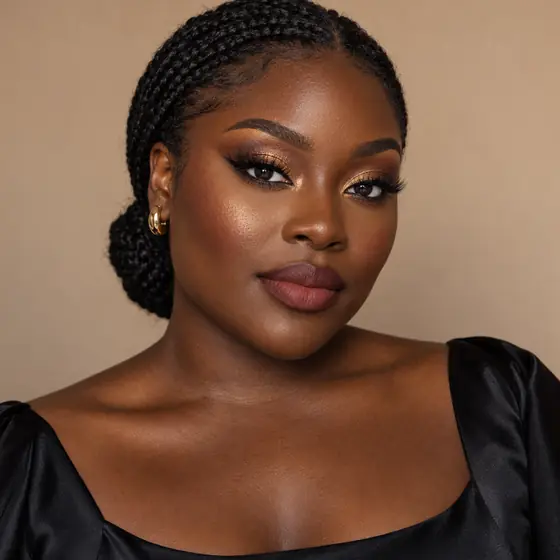 Night-out glam look on deep skin
