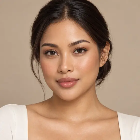Model with medium, warm skin
